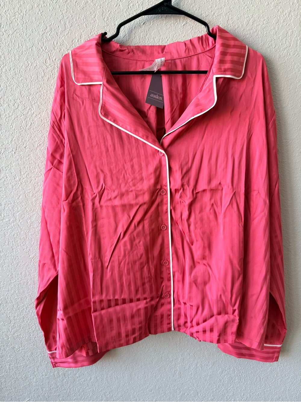 auden Women's Pink Satin Button-Front Pajama Set